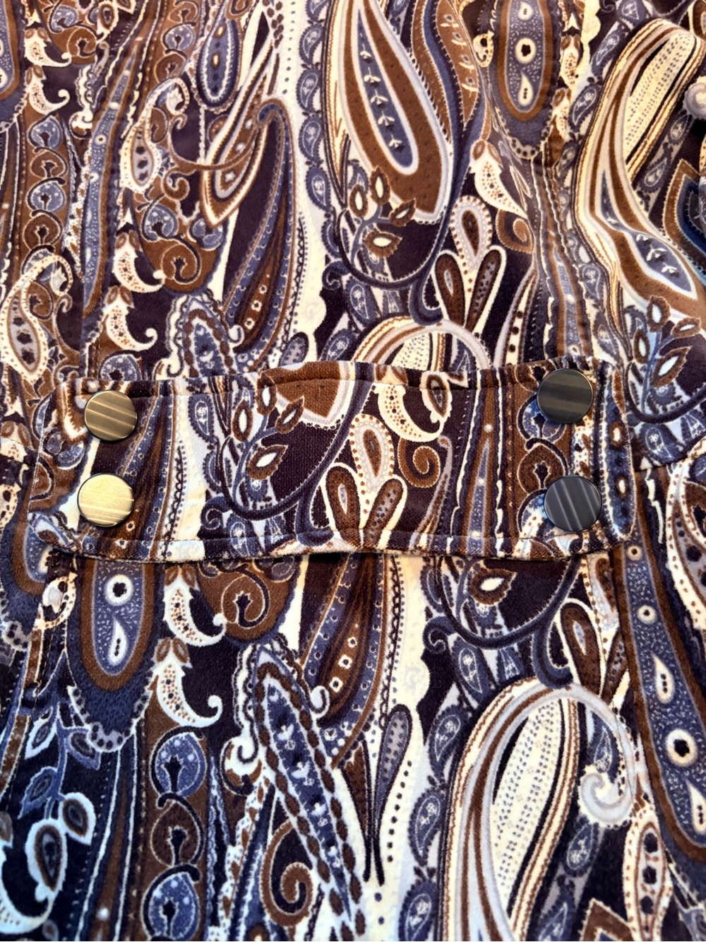 Paisley-Print Long Sleeve Fit-and-Flare Dress - Brown/White - Picture 11 of 12